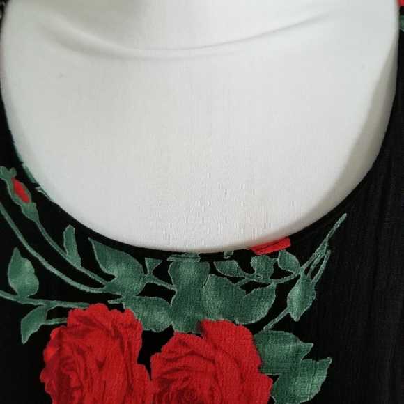 Vintage 90's size 6 Petite Black floral midi dress - Picture 2 of 8